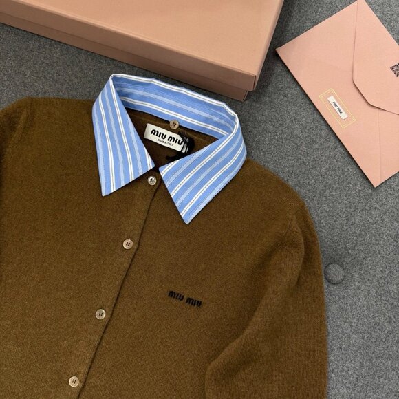 Miu Miu Lapel Cashmere Knit Cardigan Sz S - Picture 3 of 5